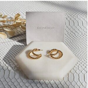 RENDOR $95 Victoria Yellow Gold Double Hoop Earrings